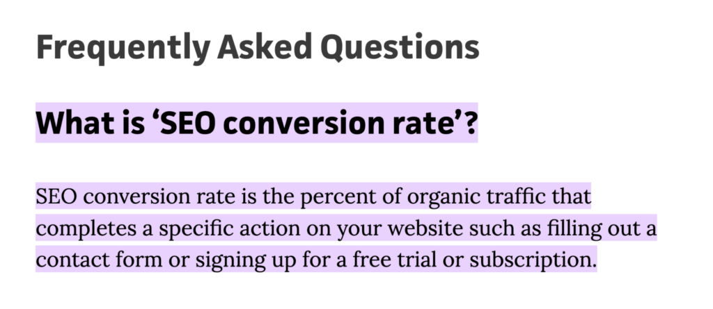 SEO conversion rate FAQ